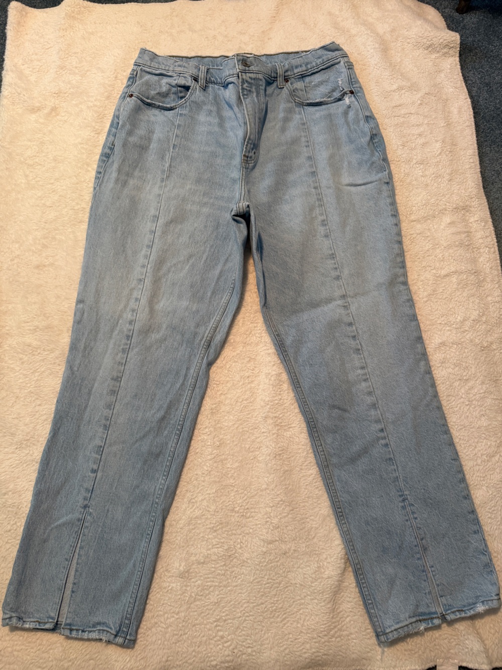 Light Wash Denim Jeans - Classic Straight Leg